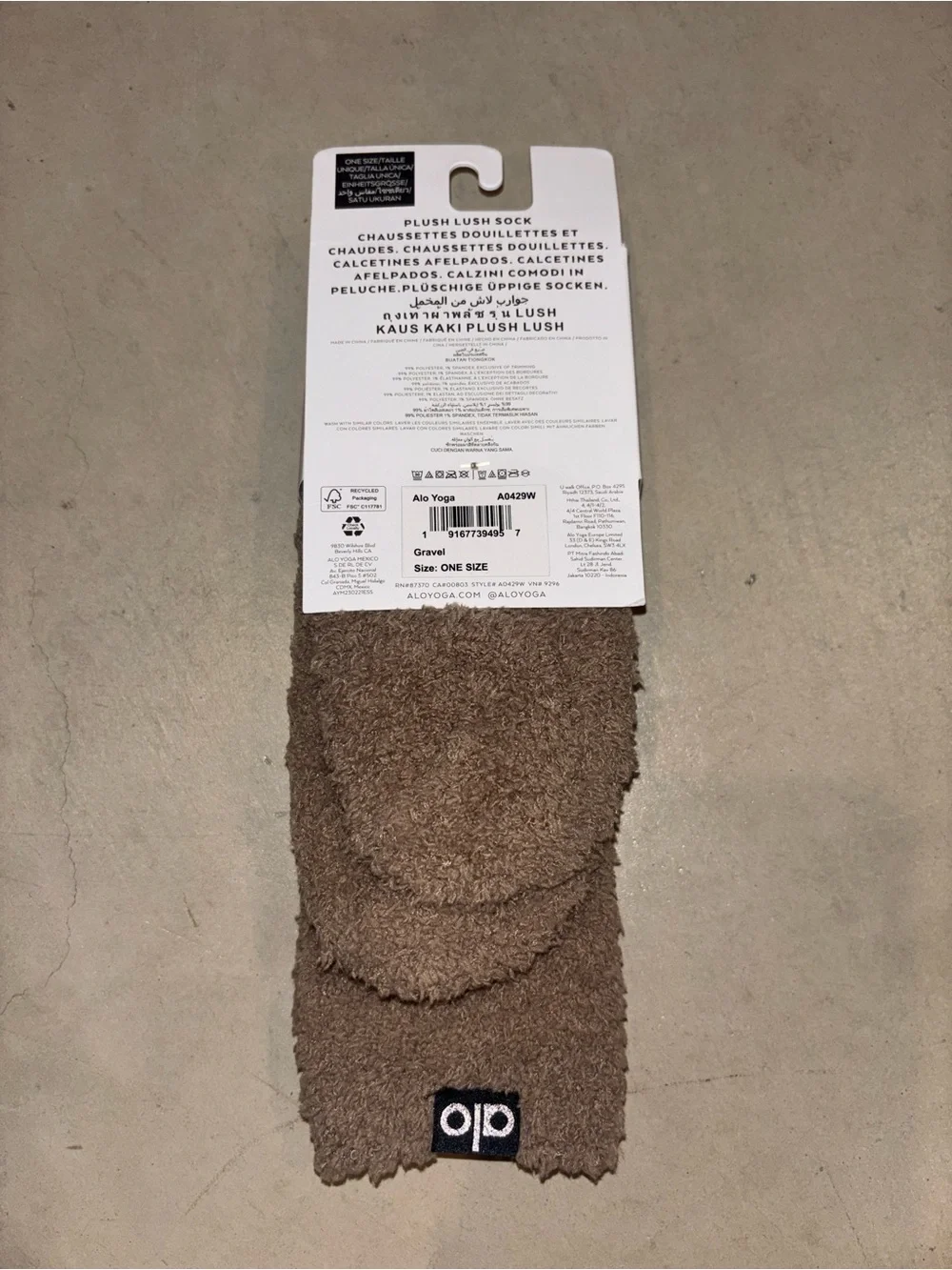 Authentic Alo Yoga Plush Lush Socks in Gravel